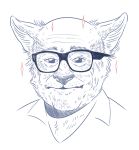  anthro canine danny_devito dappermouth eyewear facial_hair glasses humanoid_face looking_at_viewer male mammal simple_background solo white_background wolf 
