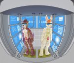  2017 4_toes animated anthro apollophoenix balls blonde_hair brainwashing detailed_background digital_media_(artwork) drone english_text erection hair harvey_(james_newland) hybrid hypnosis lagomorph long_ears male mammal mind_control mohawk mustelid nude orange_hair otter penis pink_hair pink_nose pink_tongue procyonid rabbit raccoon rei98 rubber shiny standing text toes tongue tongue_out transformation visor yellow_nose yellow_tongue 