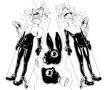  2017 ankle_cuffs anthro apollophoenix bdsm black_and_white blackshirtboy bondage bound bulge digital_drawing_(artwork) digital_media_(artwork) duo fur gas_mask goo_transformation harvey_(james_newland) hat hybrid lagomorph liquid_latex machine male mammal mask mind_control monochrome mustelid nipples otter procyonid rabbit raccoon rubber shackles shiny simple_background smile transformation white_background wrist_cuff 