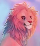  digital_media_(artwork) feline fur indycat lion mammal pink_eyes pink_fur simple_background whiskers 