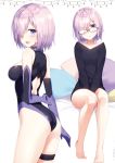  :d :o alternate_costume arm_behind_back ass back_cutout bare_legs bare_shoulders barefoot bed_sheet between_legs black_hair black_sweater blue_leotard breasts collarbone cowboy_shot dress elbow_gloves eyebrows_visible_through_hair fate/grand_order fate_(series) from_side full_body glasses gloves hair_over_one_eye hand_between_legs hand_on_own_arm head_tilt leotard long_sleeves looking_at_viewer looking_to_the_side mash_kyrielight masuishi_kinoto medium_breasts multiple_views off-shoulder_sweater open_mouth parted_lips pillow pink_hair purple_eyes purple_gloves purple_leotard shiny shiny_skin short_hair sideboob simple_background sitting smile standing sweater sweater_dress tareme thigh_strap v_arms white_background 