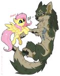  2018 black_nose blue_eyes canine chain claws crossover cutie_mark duo equine feathered_wings feathers female fluttershy_(mlp) friendship_is_magic fur hair hi_res hioshiru hooves link_(wolf_form) male mammal multicolored_fur my_little_pony nintendo pegasus pink_hair simple_background smile teal_eyes the_legend_of_zelda video_games white_background wings wolf yellow_feathers yellow_fur 