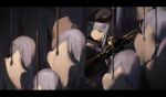  assault_rifle bangs beret black_hat blunt_bangs closed_mouth commentary_request facial_mark girls_frontline gloves green_eyes gun hair_ornament hat heckler_&amp;_koch highres hk416 hk416_(girls_frontline) holding holding_gun holding_weapon lavender_hair letterboxed long_hair long_sleeves mannequin namesake rifle solo standing waterkuma weapon 