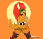  big_breasts blanagami bowser breasts choker clothing female hair horn koopa looking_at_viewer mario mario_bros nintendo nipples nude red_eyes red_hair scalie solo standing sweat thick_tail thick_thighs tongue tongue_out torn_clothing video_games 