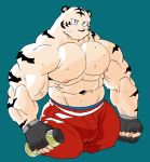  2018 5_fingers abs anthro biceps clothing feline fur hi_res kemono male mammal muscular muscular_male nipples pecs simple_background solo syukapong tiger white_tiger 