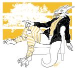  anthro clothed clothing dragon eda horn legwear looking_at_viewer male sitting solo talash thigh_highs tongue tongue_out 