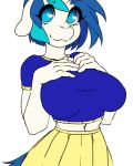  2018 animated anthro anthrofied big_breasts blue_hair breasts clothing crossgender dickgirl equine friendship_is_magic hair hi_res intersex looking_at_viewer mammal my_little_pony penis shining_armor_(mlp) simple_background skirt solo tolsticot vein white_background 