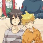  1girl 3boys multiple_boys namikaze_minato naruto uzumaki_kushina uzumaki_naruto 