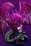  anthro breasts claws clothed clothing dragon eda fangs female fingerless_gloves gloves hair horn jacket leather leather_jacket mammal membranous_wings open_mouth pink_eyes pink_hair punk solo spikes standing teeth toe_claws wings 