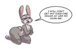  anthro big_butt butt disney english_text female judy_hopps kneeling komponi lagomorph mammal nude open_mouth rabbit solo text thick_thighs wide_hips zootopia 