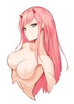  aqua_eyes breasts darling_in_the_franxx hd-hlh-3h highres horns long_hair looking_at_viewer medium_breasts nipples nude pink_hair simple_background solo upper_body white_background zero_two_(darling_in_the_franxx) 