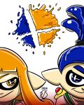  2018 blue_eyes cephalopod digital_drawing_(artwork) digital_media_(artwork) female hi_res humanoid inkling male marine nintendo orange_eyes ronnieraccoon signature simple_background smile splatoon super_smash_bros video_games white_background 