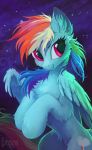  2018 blue_feathers blue_fur chest_tuft cutie_mark digital_media_(artwork) equine eyelashes feathered_wings feathers female feral friendship_is_magic fur hair hi_res hioshiru hooves inner_ear_fluff mammal multicolored_hair multicolored_tail my_little_pony pegasus pink_eyes rainbow_dash_(mlp) rainbow_hair rainbow_tail smile solo tuft wings 