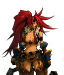  1girl battle_chasers breasts cleavage green_eyes large_breasts long_hair midriff navel official_art red_hair red_monika 