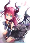  :o asymmetrical_horns bangs black_dress black_wings blue_eyes blurry blush boots buckle curled_horns depth_of_field detached_sleeves dragon_girl dragon_horns dragon_tail dragon_wings dress elizabeth_bathory_(fate) elizabeth_bathory_(fate)_(all) eyebrows_visible_through_hair fate/extra fate/extra_ccc fate_(series) finger_to_mouth flat_chest frilled_dress frills from_above full_body hair_between_eyes hand_up heart high_heel_boots high_heels highres horns knee_boots long_hair looking_at_viewer on_floor pink_hair pointy_ears reflective_floor renka_(cloudsaikou) shiny shiny_hair short_dress sidelocks simple_background sitting solo tail two_side_up wariza white_background wings wrist_cuffs 