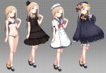  :o abigail_williams_(fate/grand_order) alternate_costume anchor_symbol arm_at_side bangs bare_legs bell_(oppore_coppore) beret black_bow black_bra black_dress black_footwear black_hat black_panties blonde_hair bloomers blue_eyes blush bow bra breasts closed_mouth collarbone criss-cross_halter dress fate/grand_order fate_(series) fedora forehead full_body grey_background hair_bow halterneck hat hat_bow head_tilt high_heels highres light_brown_hair long_hair long_sleeves looking_at_viewer navel neckerchief no_socks open_mouth orange_bow panties parted_bangs polka_dot polka_dot_bow puffy_long_sleeves puffy_short_sleeves puffy_sleeves red_neckwear ribbon-trimmed_bra sailor_dress sailor_hat shoes short_sleeves sleeves_past_fingers sleeves_past_wrists small_breasts smile standing straight_hair top_hat underwear underwear_only very_long_hair white_dress white_hat 