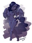  2018 anthro big_breasts breasts clothing crown cutie_mark digital_media_(artwork) embarrassed equine feathered_wings feathers female friendship_is_magic hair hi_res horn lingerie mammal mrkashkiet my_little_pony nipple_piercing nipples nude piercing princess_luna_(mlp) pussy shaved_pussy shy simple_background solo white_background wide_hips winged_unicorn wings 