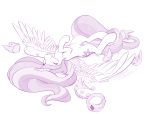  2016 crown cutie_mark dstears equine eyes_closed feathered_wings feathers female feral friendship_is_magic fur hair horn jewelry lying mammal monochrome my_little_pony necklace on_back princess_celestia_(mlp) royalty simple_background solo white_background winged_unicorn wings 