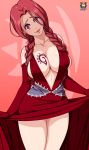  breasts dress erect_nipples fairy_tail flare_corona kyoffie12 large_breasts red_hair smile tattoo 