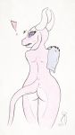  ! 2018 big_butt black_sclera blush butt embarrassed eyeliner female floppy_ears horn kobold looking_at_viewer makeup mascara multicolored_scales narrimander_(artist) open_mouth pink_scales purple_eyes scales scalie slightly_chubby surprise towel two_tone_scales wet wide_hips wishbone_(character) 
