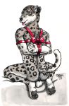  2017 balls bdsm bondage bound fur hair male mammal nude smile tabaxitaxi tongue traditional_media_(artwork) 