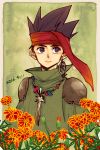  arc_the_lad arc_the_lad_ii bandana elc_(arc_the_lad) flower highres male_focus short_hair solo spiked_hair yadoso 