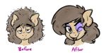  2016 before_and_after cinnamon_buns equine eyeshadow fan_character hair horse makeup male mammal messy_hair my_little_pony one_eye_closed pony portrait solo stunnerpony tongue tongue_out wink 