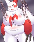  artist_request furry girl open_mouth1 pokemon red_eyes solo zangoose 