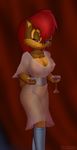  alcohol anthro beverage blue_eyes boots breasts chipmunk crotch_tuft dress female ground_squirrel hair knownvortex mammal nipples red_hair rodent sally_acorn seductive sega solo sonic_(series) sonic_team translucent 