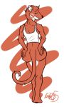  anthro big_butt bottomless butt clothed clothing eda female hand_on_butt looking_back mammal mustelid shirt smile solo standing tank_top weasel 