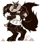  anthro anubian_jackal canine clothing eda flexing fur hyper hyper_muscles jackal jewelry loincloth looking_at_viewer macro male mammal muscular muscular_male necklace smile solo standing 