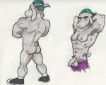  anthro azul_(artist) backwards_baseball_cap balls baseball_cap butt caprine g.o.a.t._(a.d.h.d.) goat hat humanoid_penis male mammal muscular penis uncut 