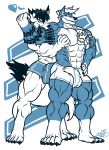  &lt;3 5_toes anthro bite briefs bulge canine clothing duo eda flexing fondling male male/male mammal muscle_worship muscular muscular_male open_mouth restricted_palette smile standing tattoo toes underwear 