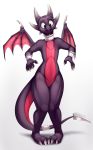  2018 anthro cynder digital_media_(artwork) dragon featureless_crotch female horn membranous_wings simple_background solo spyro_the_dragon standing video_games white_background wings zazush-una 