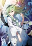  commentary_request eihi enkidu_(fate/strange_fake) fate/grand_order fate_(series) green_eyes green_hair hair_between_eyes light_smile long_hair long_sleeves male_focus robe solo wide_sleeves 