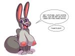  anthro big_breasts big_butt breasts butt dialogue disney english_text female huge_breasts huge_butt judy_hopps kneeling komponi lagomorph looking_at_viewer mammal nipples nude open_mouth rabbit smile solo text thick_thighs voluptuous zootopia 