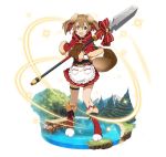  :d animal_ears apron boots bow brown_gloves brown_hair capelet dog_ears dog_tail faux_figurine frilled_apron frills full_body fur_trim gloves hair_between_eyes hair_ribbon holding holding_weapon long_hair miniskirt official_art open_mouth pleated_skirt polearm red_bow red_capelet red_eyes red_footwear red_ribbon red_skirt ribbon silica simple_background skirt smile solo spear standing striped striped_bow striped_ribbon sword_art_online sword_art_online:_code_register tail twintails weapon white_apron white_background 
