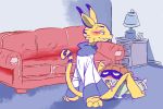  anthro blush bottomless clothed clothing cum cum_in_mouth cum_inside duo feline fellatio lil_g male mammal monster oral sex sitting size_difference sofa thiger_(artist) tiger tyler_&amp;_co. tyler_tiger 