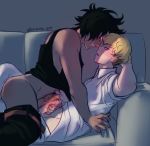  2boys akira_fudo blush couch devilman devilman_crybaby erection frottage handjob male_focus multiple_boys penis penis_grab ryo_asuka straddling yaoi 