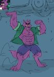  0rang3 2018 abs anthro bernard_(ok_k.o.!_lbh) biceps big_muscles canine cartoon_network clothed clothing fur male mammal muscular nipples ok_k.o.!_let&#039;s_be_heroes open_shirt pecs purple_fur shirt solo teeth tuft were werewolf 