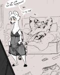  artemis_(nobby) bedroom blush clothed clothing crossdressing dialogue disney feline female flat_chested girly kissing larger_female lingerie male mammal musk_deer nobby_(artist) size_difference smaller_male sydney_(nobby) text tiger tomboy zootopia 