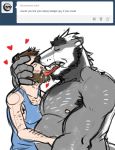  &lt;3 arcarc armpit_hair badger beard belly duo extreme_french_kiss facial_hair french_kissing human humanoid_penis interspecies kissing male male/male mammal marcus musclechub muscular muscular_male mustelid overweight penis tongue tumblr 