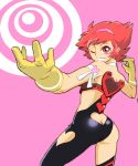  ass ass_cutout circle commentary_request cutie_honey cutie_honey_(character) gloves heart_cutout one_eye_closed onnaski red_hair short_hair solo 