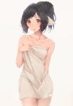  animal_ears bare_shoulders black_hair brown_eyes cowboy_shot highres kuon_(utawareru_mono) long_hair looking_at_viewer miura-n315 naked_towel smile solo standing tail towel utawareru_mono utawareru_mono:_itsuwari_no_kamen very_long_hair wet yellow_eyes 