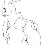  anal anal_penetration anal_vore anthro anus disney female fur human judy_hopps lagomorph looking_back macro male mammal micro monochrome open_mouth penetration penis poconeg pussy rabbit size_difference smile spreading vore zootopia 