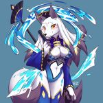  anthro belly blush breasts canine cleavage clothed clothing daji_(fullbokko_heroes) eternity_zinogre female fullbokko_heroes fur hair japanese_clothing kimono looking_at_viewer mammal smile solo video_games 