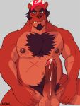  anthro arcarc bear big_penis body_hair chest_hair cum dripping erection facial_hair goatee hat male mammal nipples penis pubes redneck scar solo 