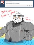  arcarc armpit_hair badger bath bathing beard belly_hair blush facial_hair hot_water looking_at_viewer male mammal marcus muscular mustelid smile tumblr water 