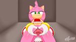  amy_rose bedroom_eyes clothing dress excito female first_person_view half-closed_eyes hedgehog looking_at_viewer looking_down mammal no_underwear pussy seductive solo sonic_(series) spread_pussy spreading underass 