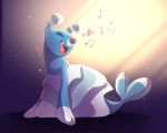  &lt;3 2016 5:4 abstract_background blue_body brionne cute eyes_closed fangs female feral happy mammal marine mindofjen nintendo pinniped pok&eacute;mon pok&eacute;mon_(species) signature singing solo video_games 